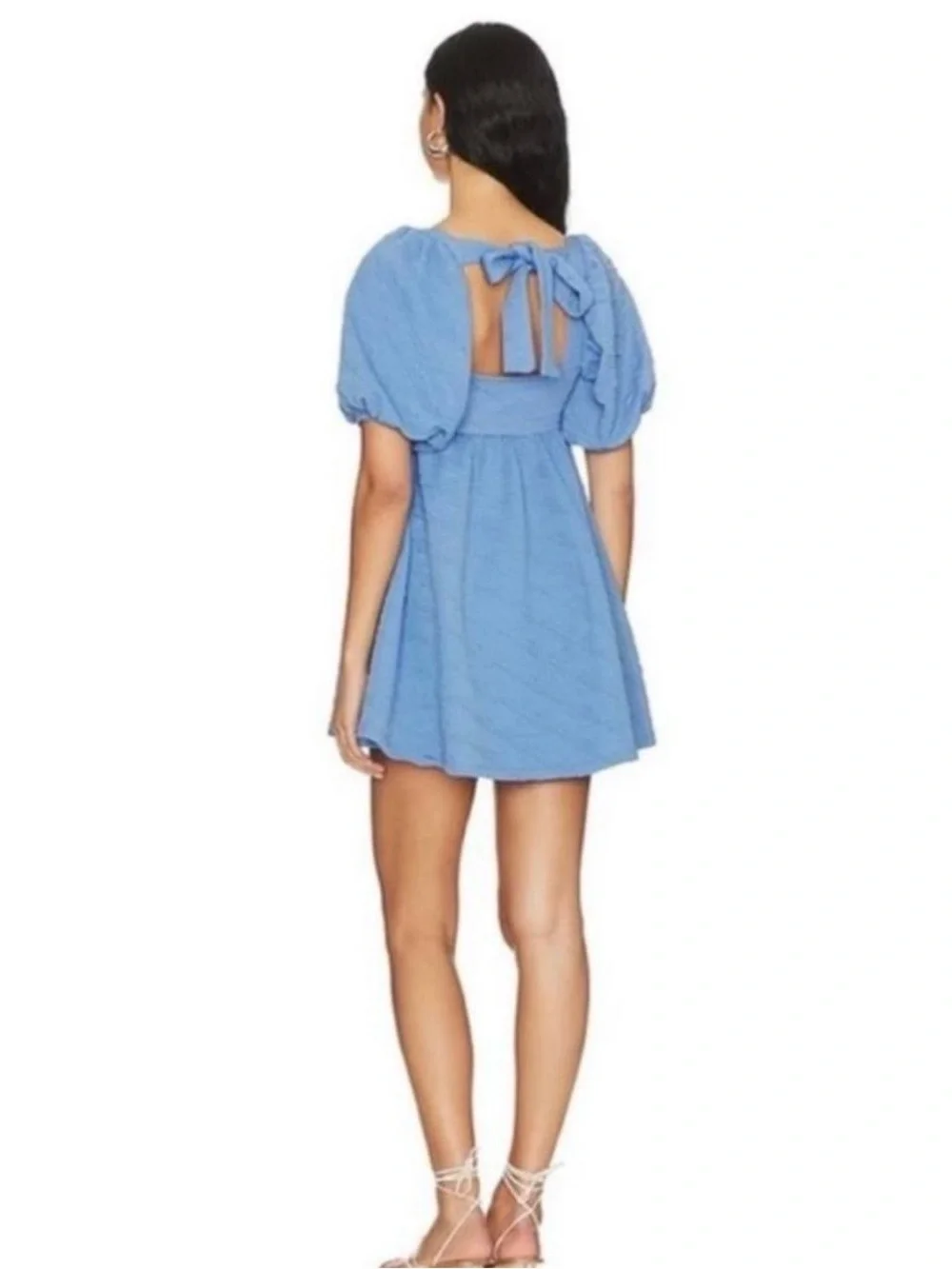 Free people Blue Puff-Sleeve Babydoll Mini Dress
